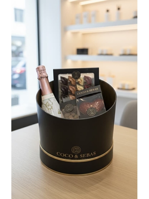 CAJA DE BOMBONES BELGAS Y VINO ESPUMOSO - Imagen 1