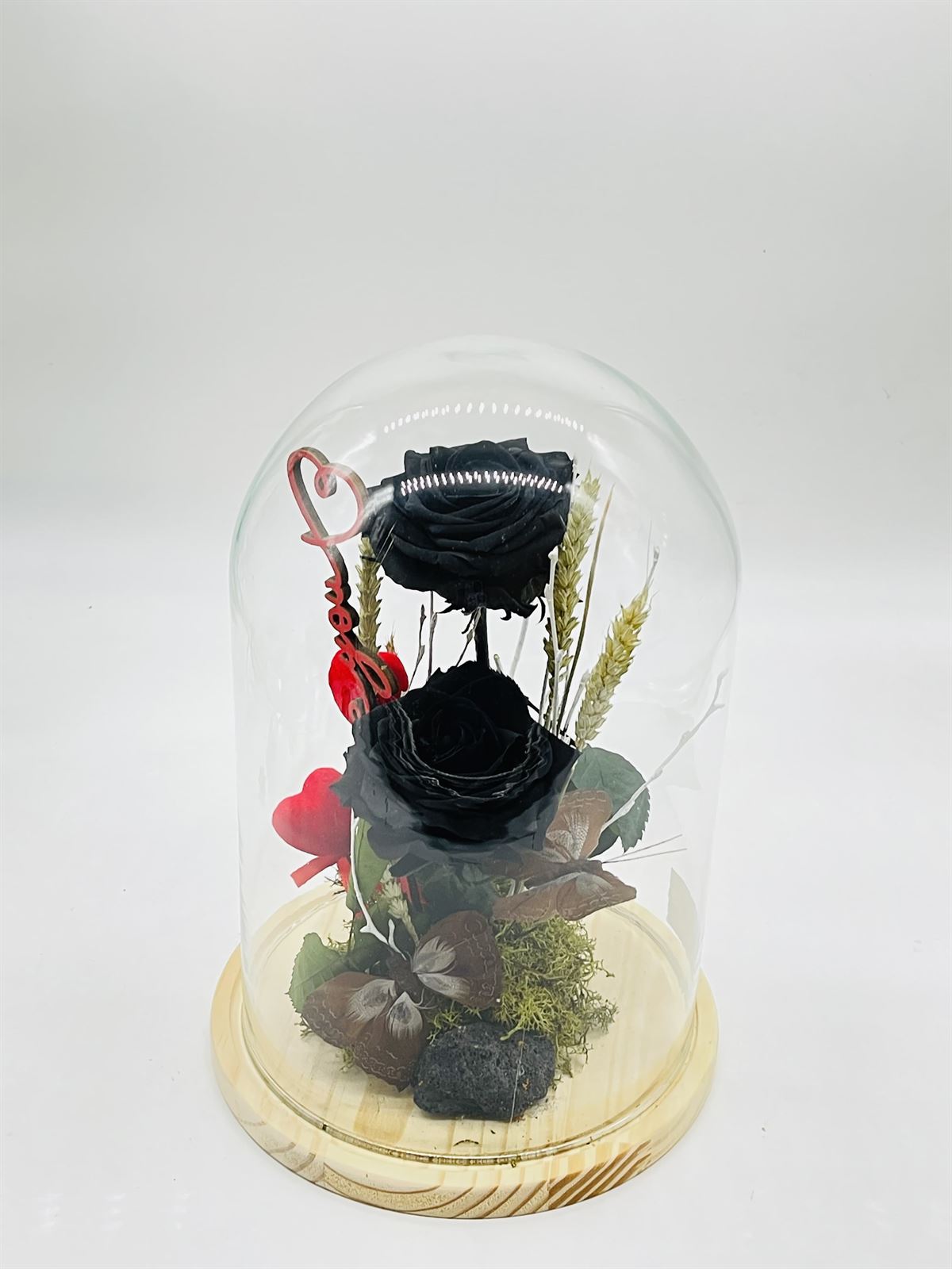 Cúpula de rosas preservadas negras - Imagen 1