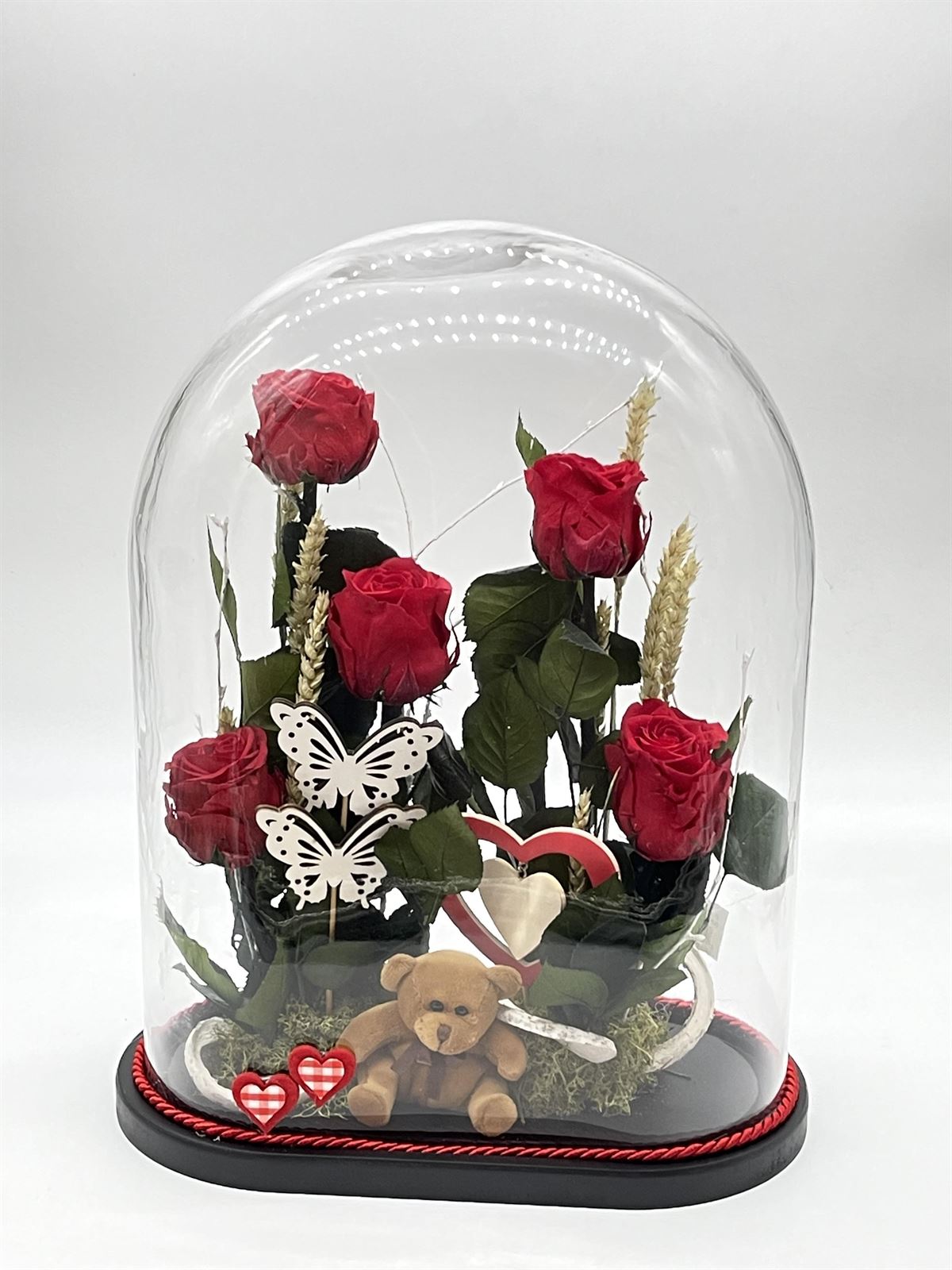 Cúpula ovalada de rosas preservadas - Imagen 1