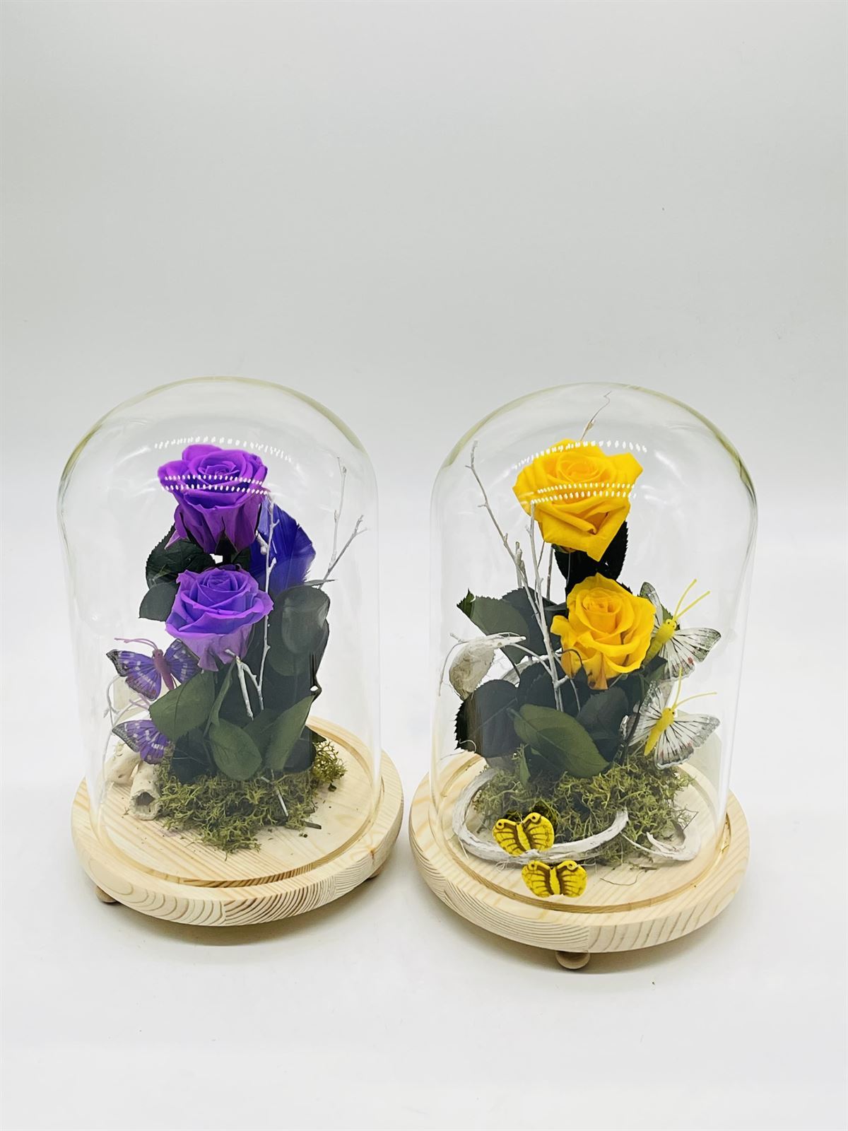 Cupulas de rosas preservadas amarilla o malva - Imagen 1