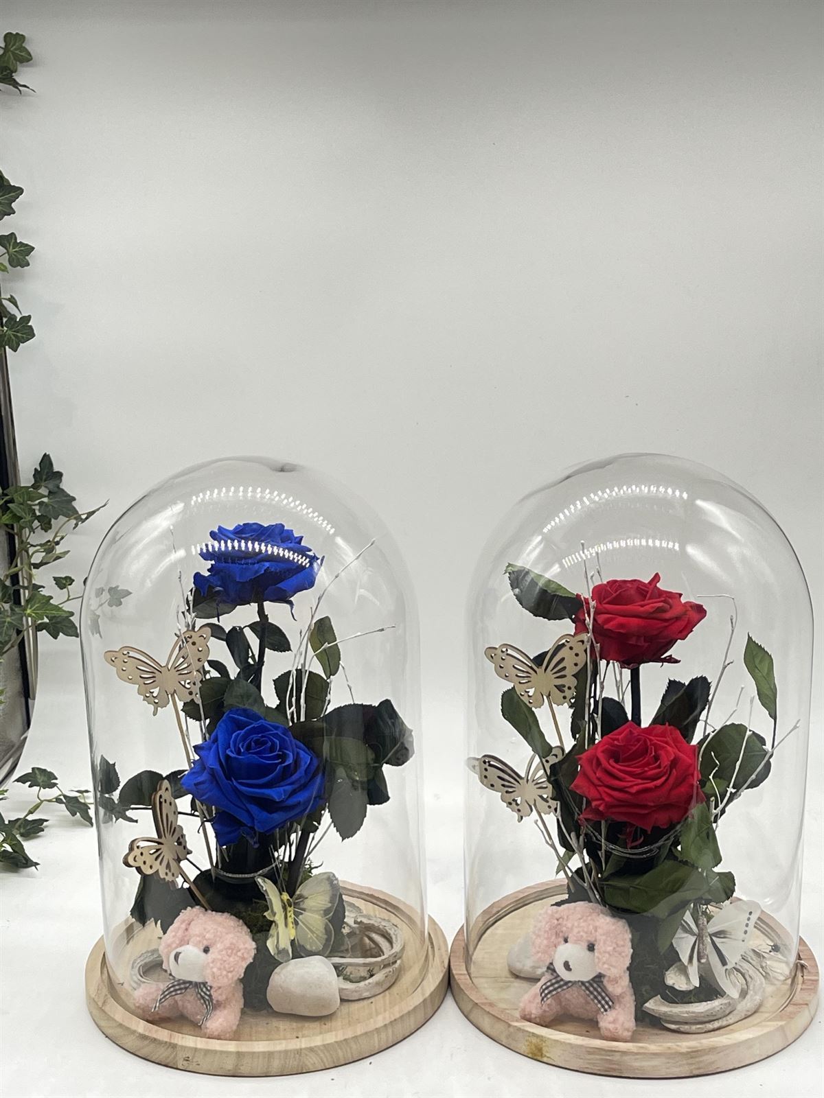 Cúpulas grandes de rosas preservadas azul o roja - Imagen 1