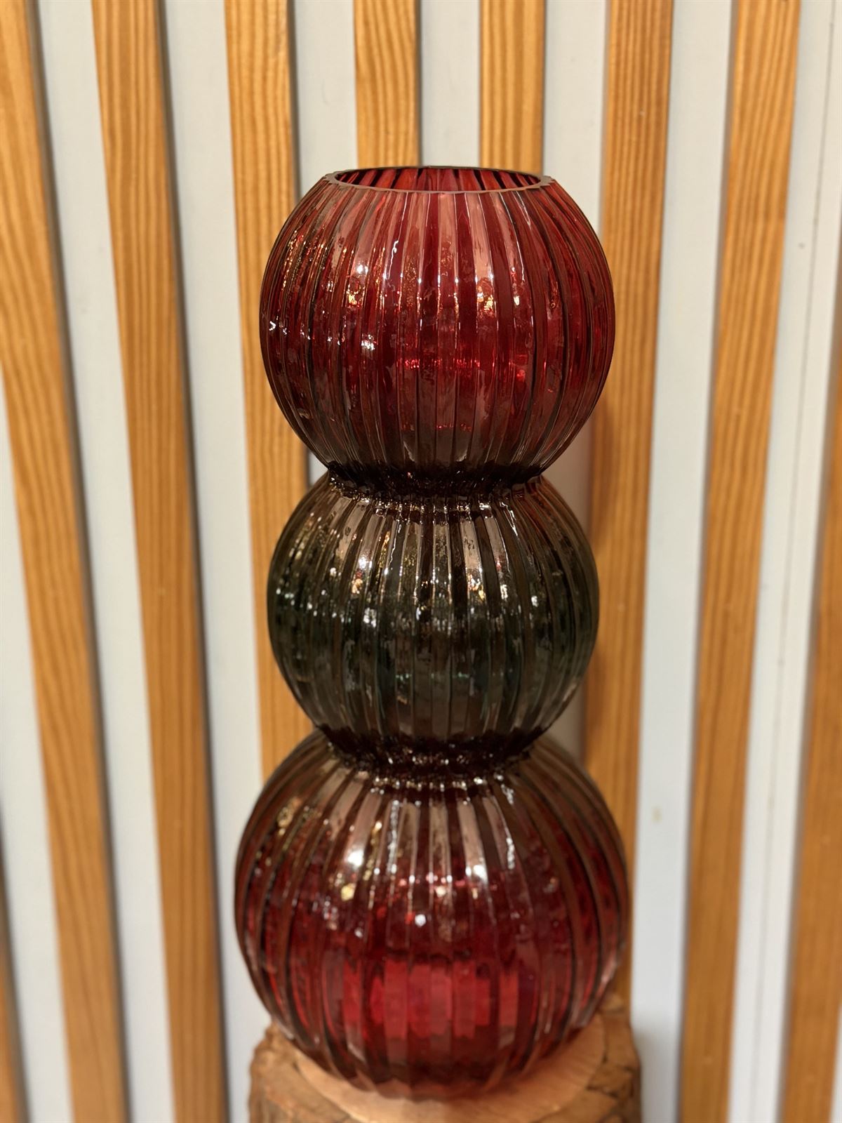 JARRÓN CRISTAL ROJO VERDE - Imagen 1