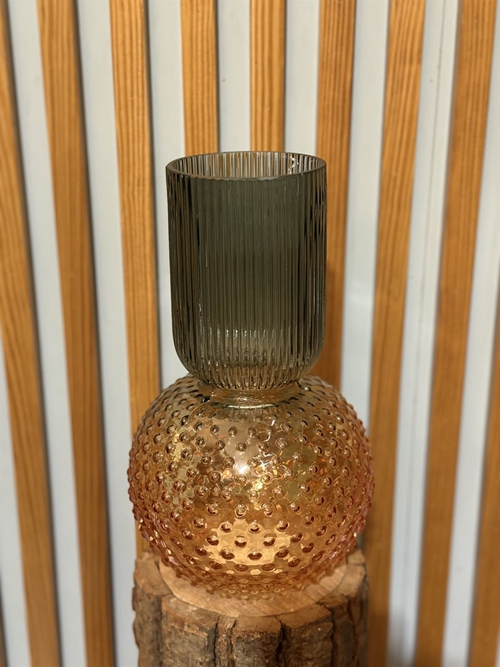 JARRÓN CRISTAL VERDE NARANJA - Imagen 1