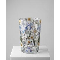 JARRÓN DE CRISTAL CON FLORES - Imagen 1