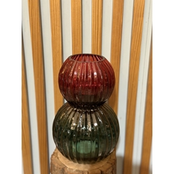 JARRÓN DE CRISTAL ROJO VERDE - Imagen 1