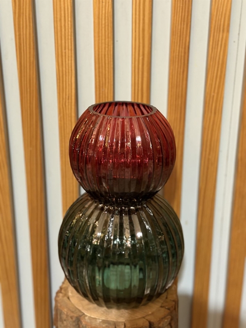 JARRÓN DE CRISTAL ROJO VERDE - Imagen 1